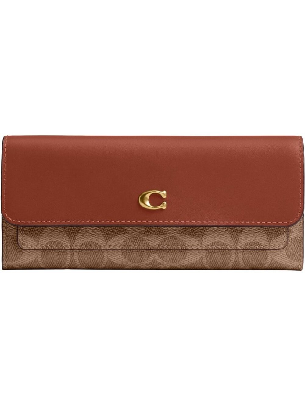 Essential Long Wallet in Signature Canvas - Stylish Tan Caramel, Perfect for